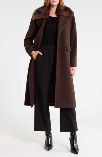 Faux Fur Collar Single Breasted Coat