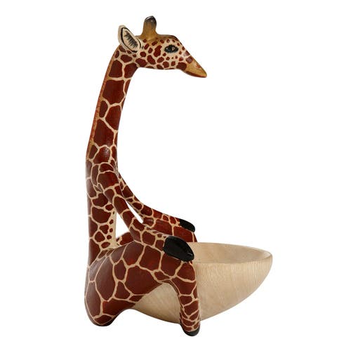 Ten Thousand Villages Yoga Giraffe Bowl In Brown