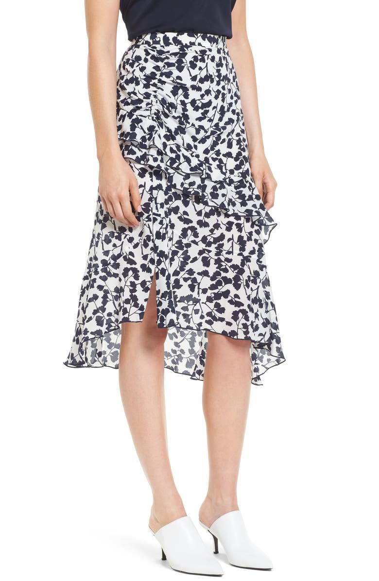 Lewit Ruffled Print Silk Skirt, Main, color, 