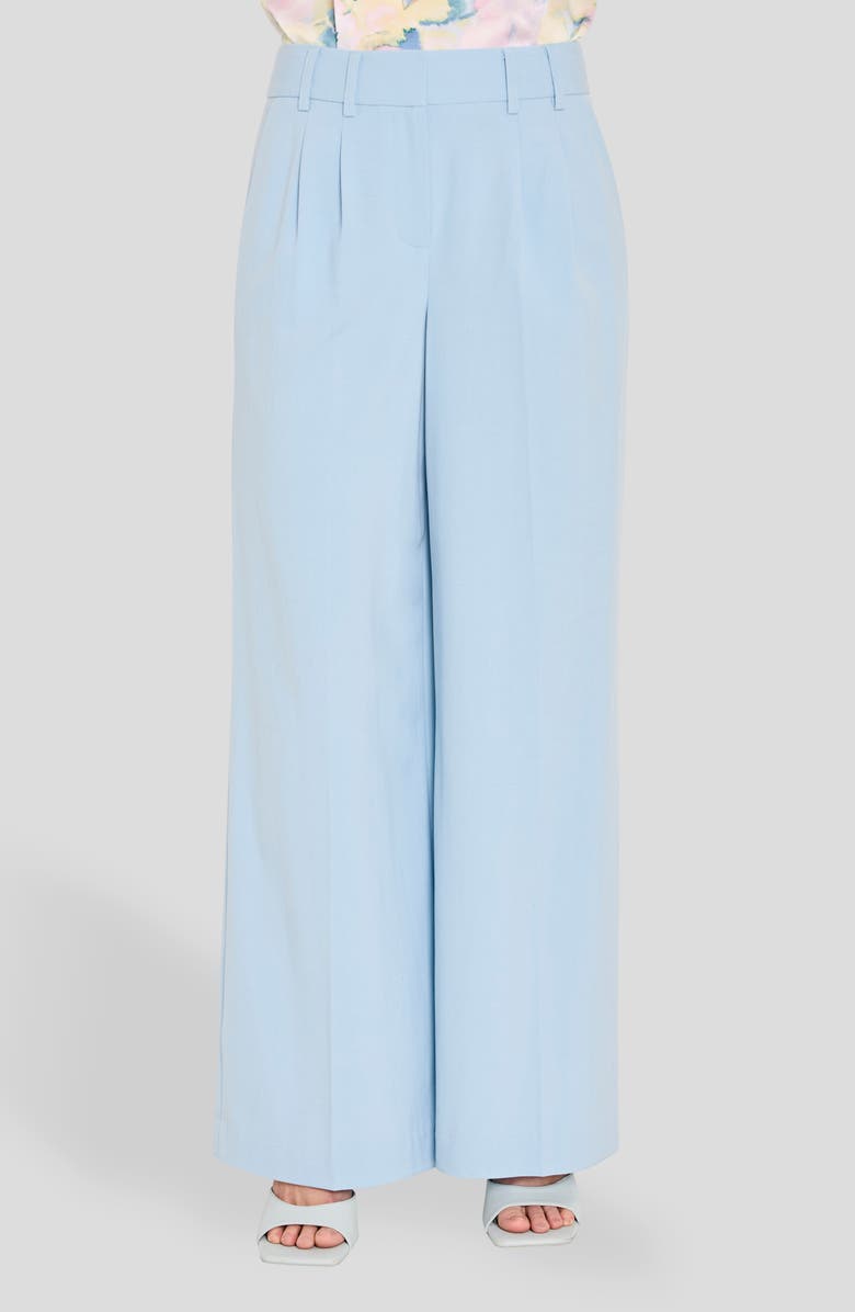 Tahari ASL Pleated Wide Leg Pants, Main, color, Ice Blue