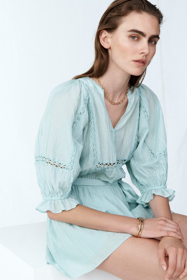 Crinkled Romper, Alternate, color, Light turquoise
