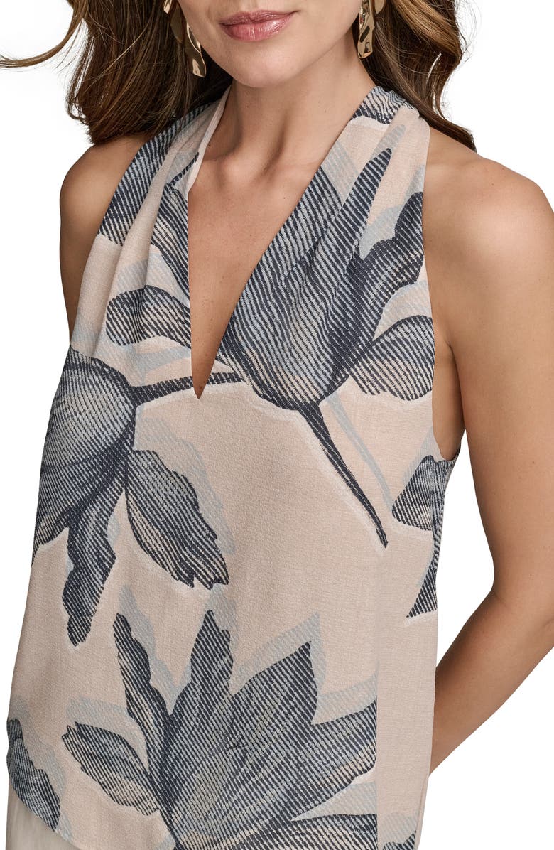 Donna Karan New York Print V-Neck Sleeveless Top, Alternate, color, Sand Combo