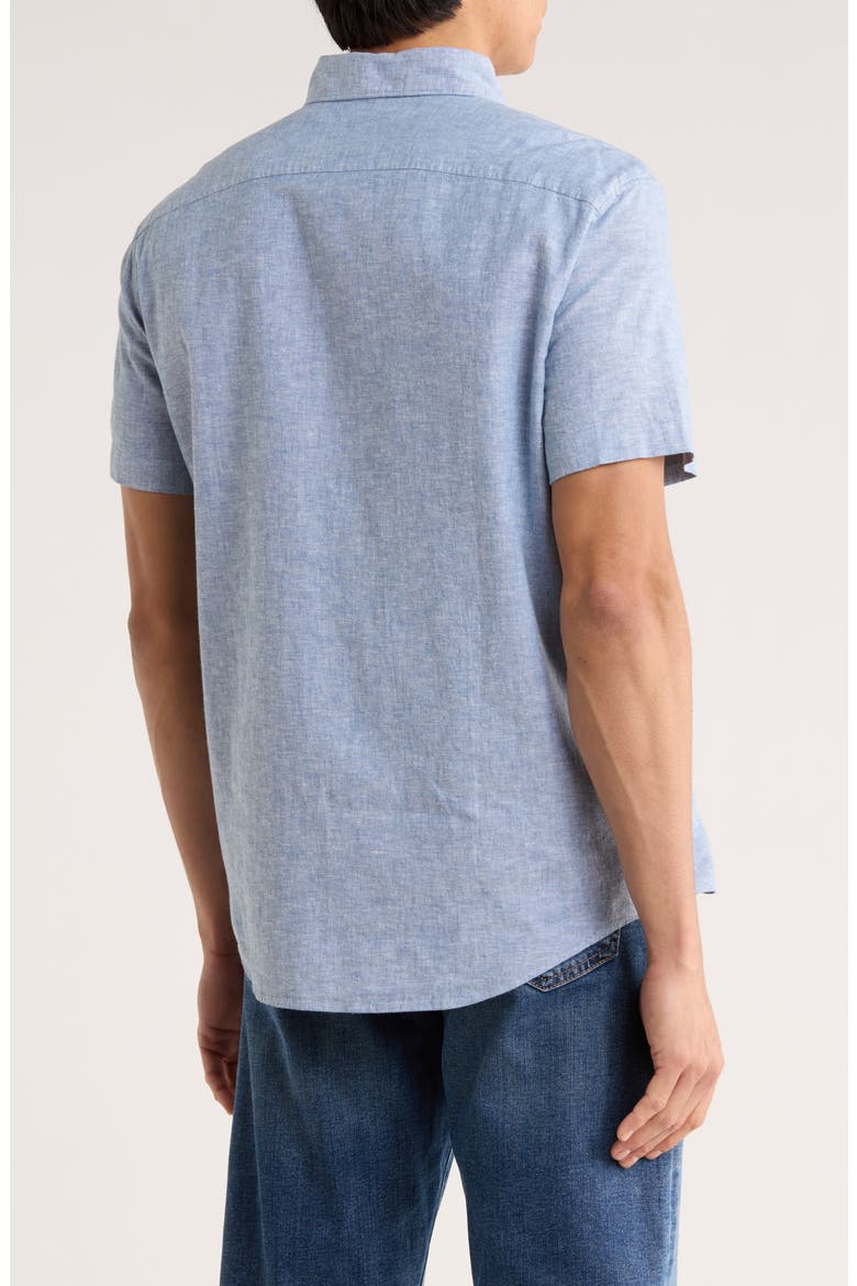Stretch Linen Blend Short Sleeve Shirt, Alternate, color, COPEN BLUE