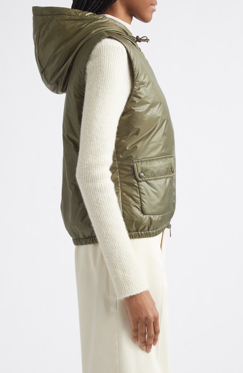Moncler Lansette Hooded Down Vest, Alternate, color, Green