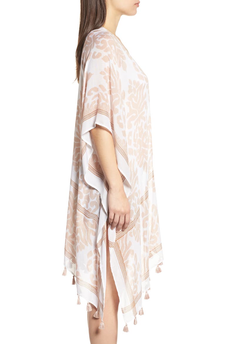 Print Tassel Duster, Alternate, color, BEIGE COMBO