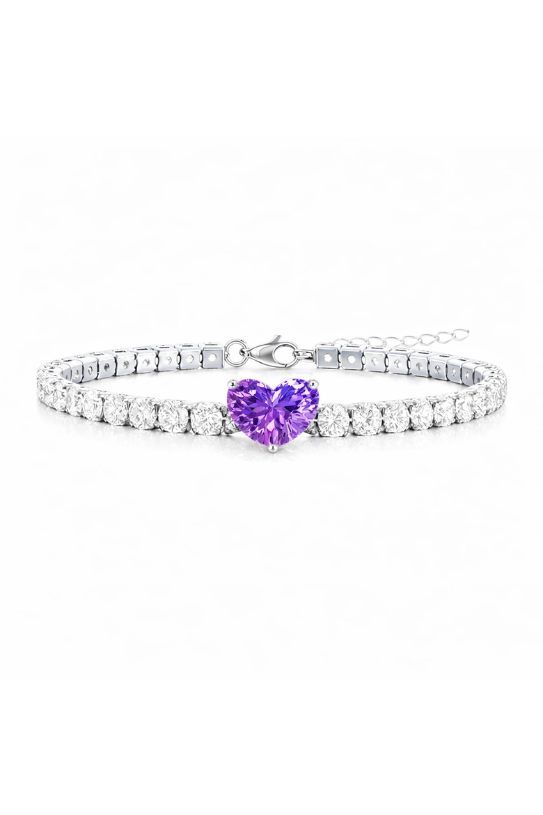 Crystal Heart Tennis Bracelets, Main, color, Purple