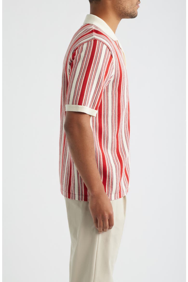 Ivy Stripe Knit Camp Shirt, Alternate, color, RUST / ECRU