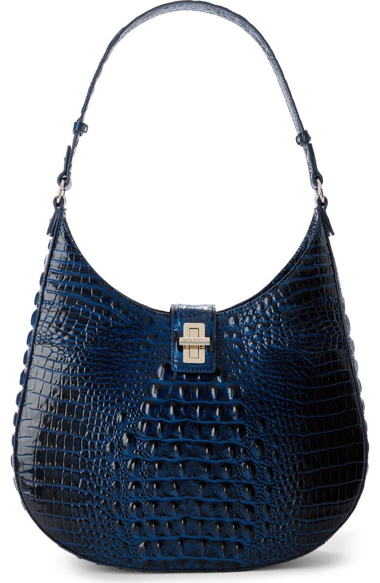 Brahmin Fallon Croc Embossed Leather Shoulder Bag, Main, color, Anchor