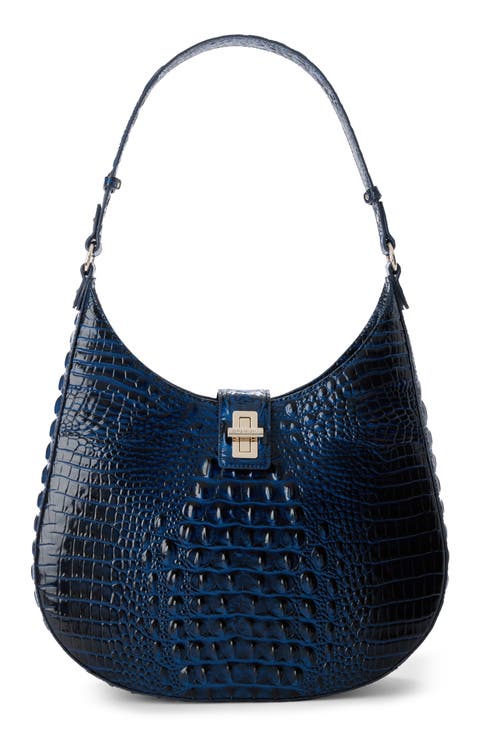 Fallon Croc Embossed Leather Shoulder Bag