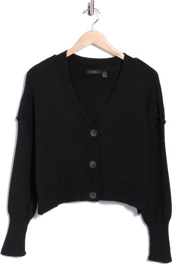 Button Front Cotton Blend Crop Cardigan