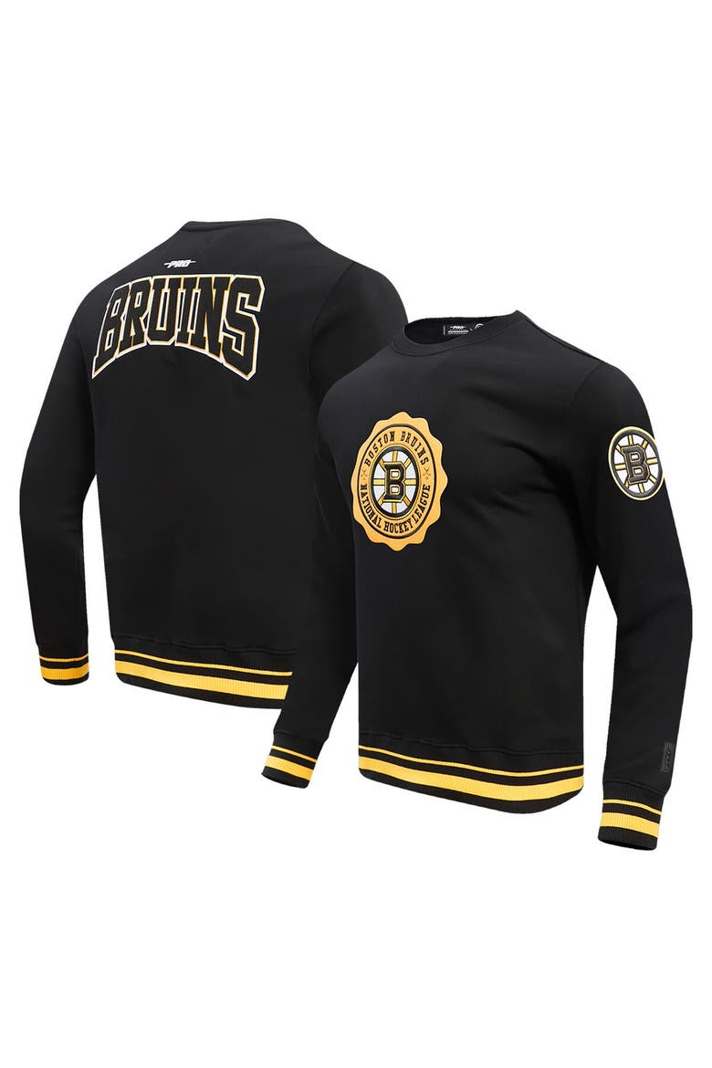 Men's Pro Standard Black Boston Bruins Crest Emblem Pullover Sweatshirt, Main, color, Black