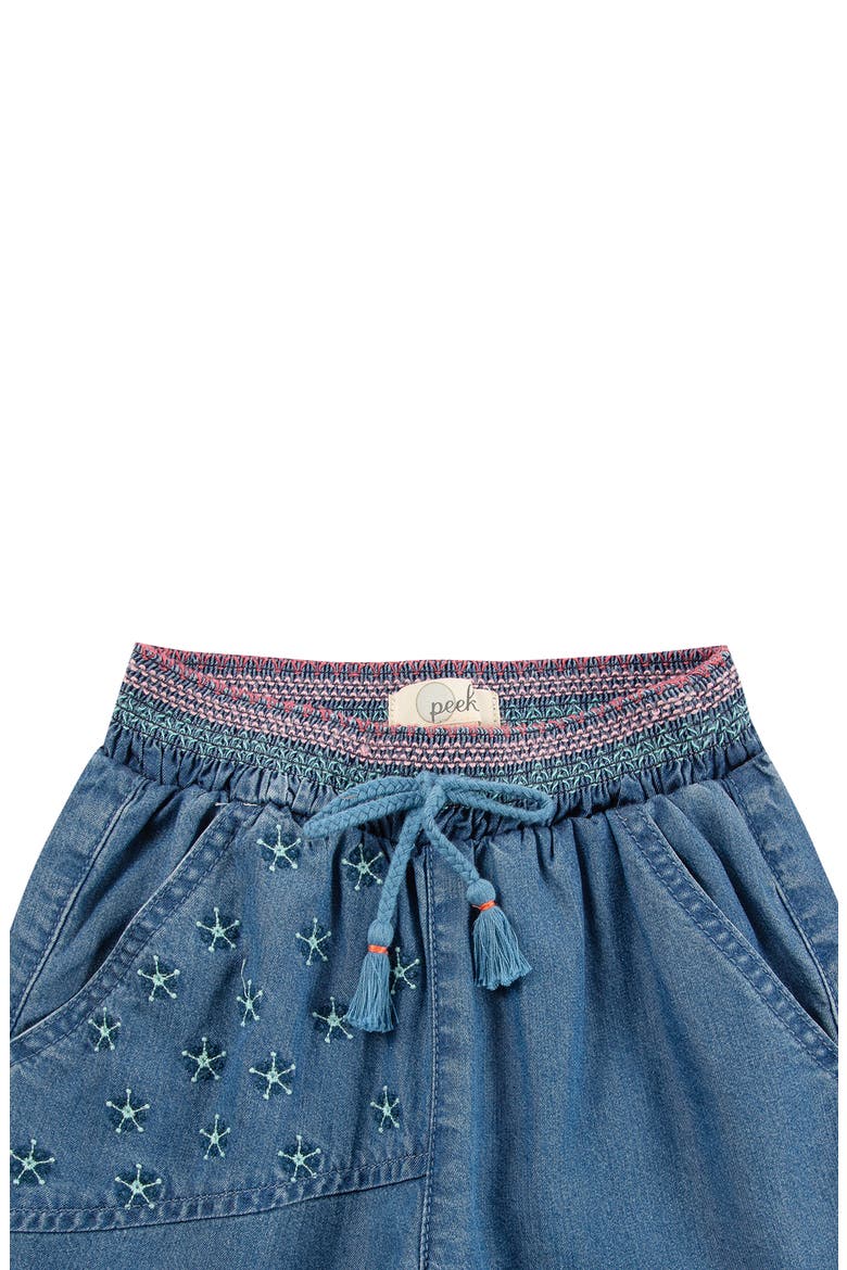 Kids' Wide Leg Embroidered Denim Pants, Alternate, color, INDIGO