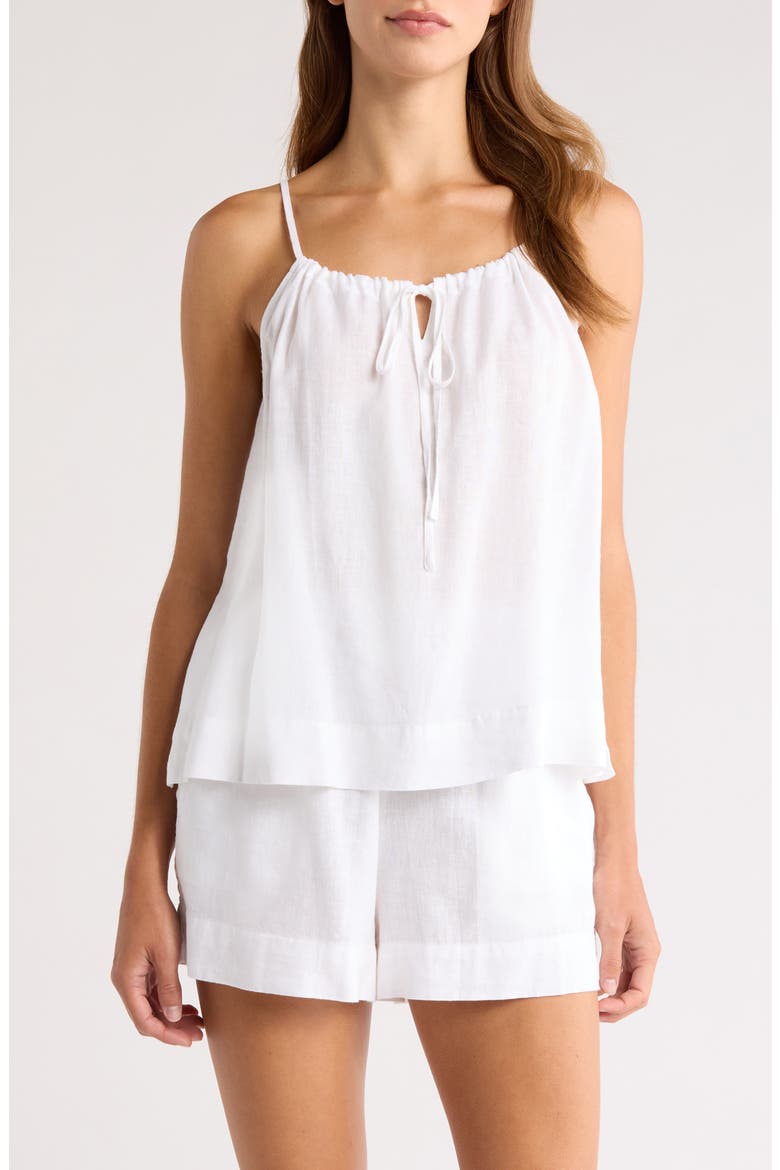 Vacation Linen Blend Short Pajamas, Main, color, WHITE
