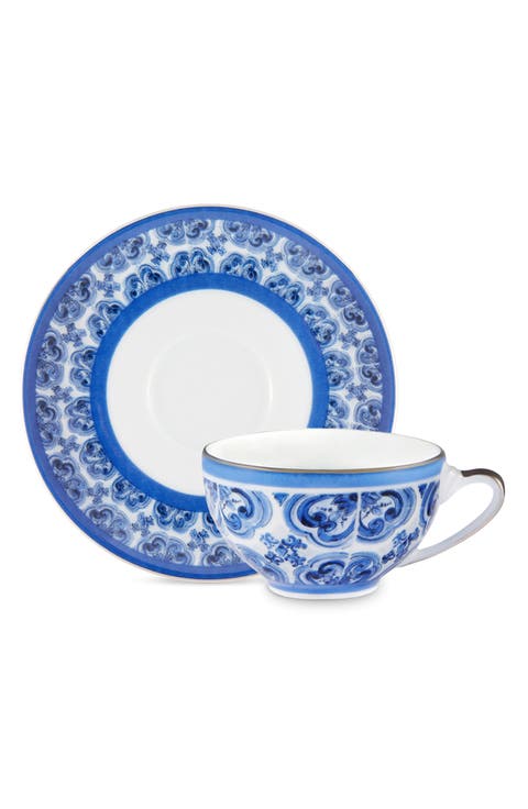 Blu Meditteraneo Fiore Piccolo Espresso Cup & Saucer Set