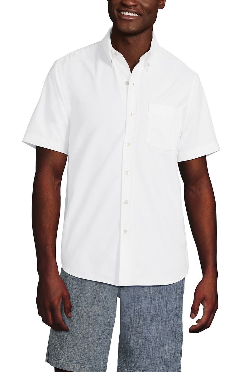 Lands' End Short Sleeve Sail Rigger Shirt, Main, color, White