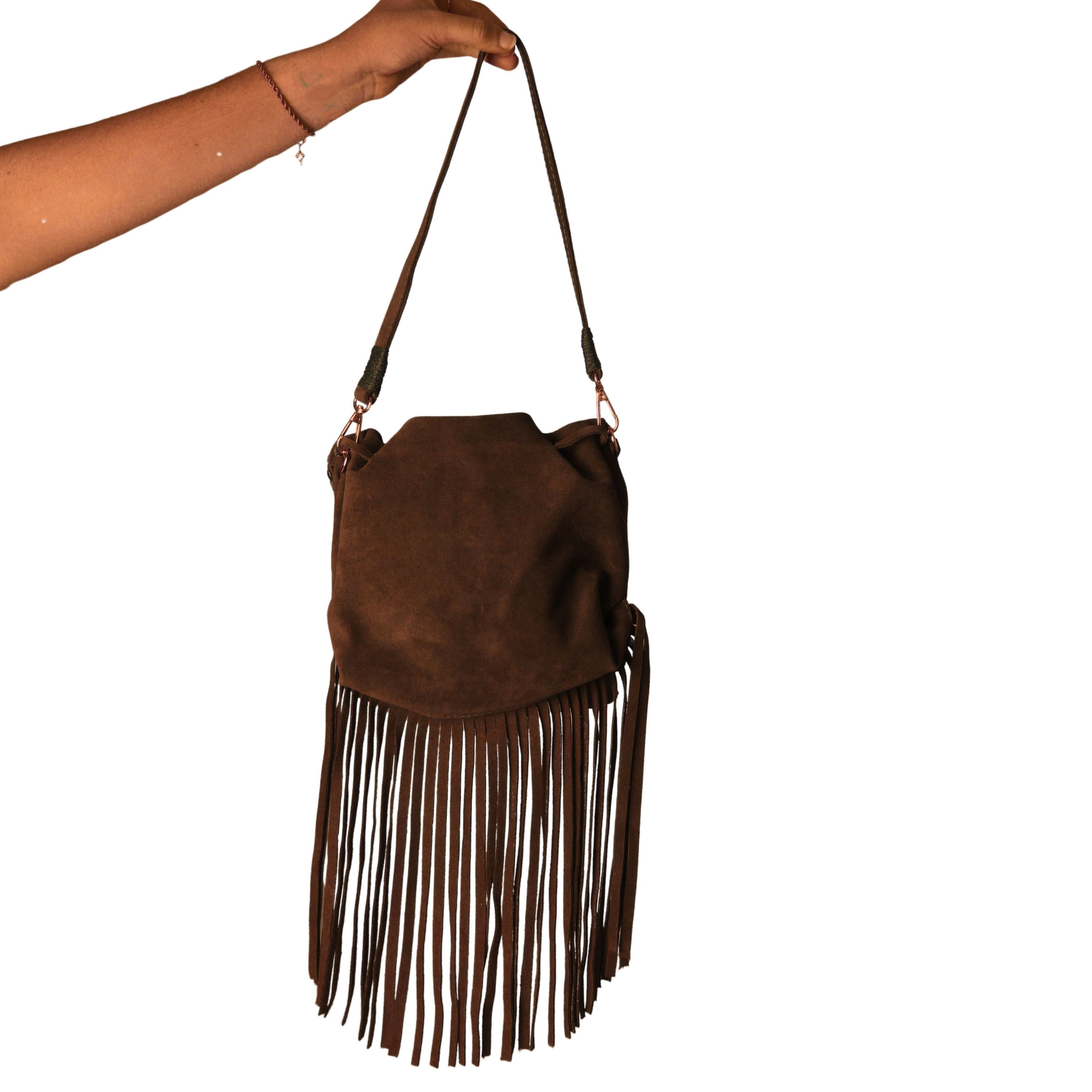 Fringe Butterfly Suede Bag, Alternate, color, Coffee Brown