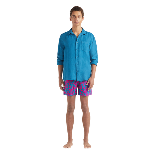 Shop Vilebrequin Solid Linen Shirt In Paon