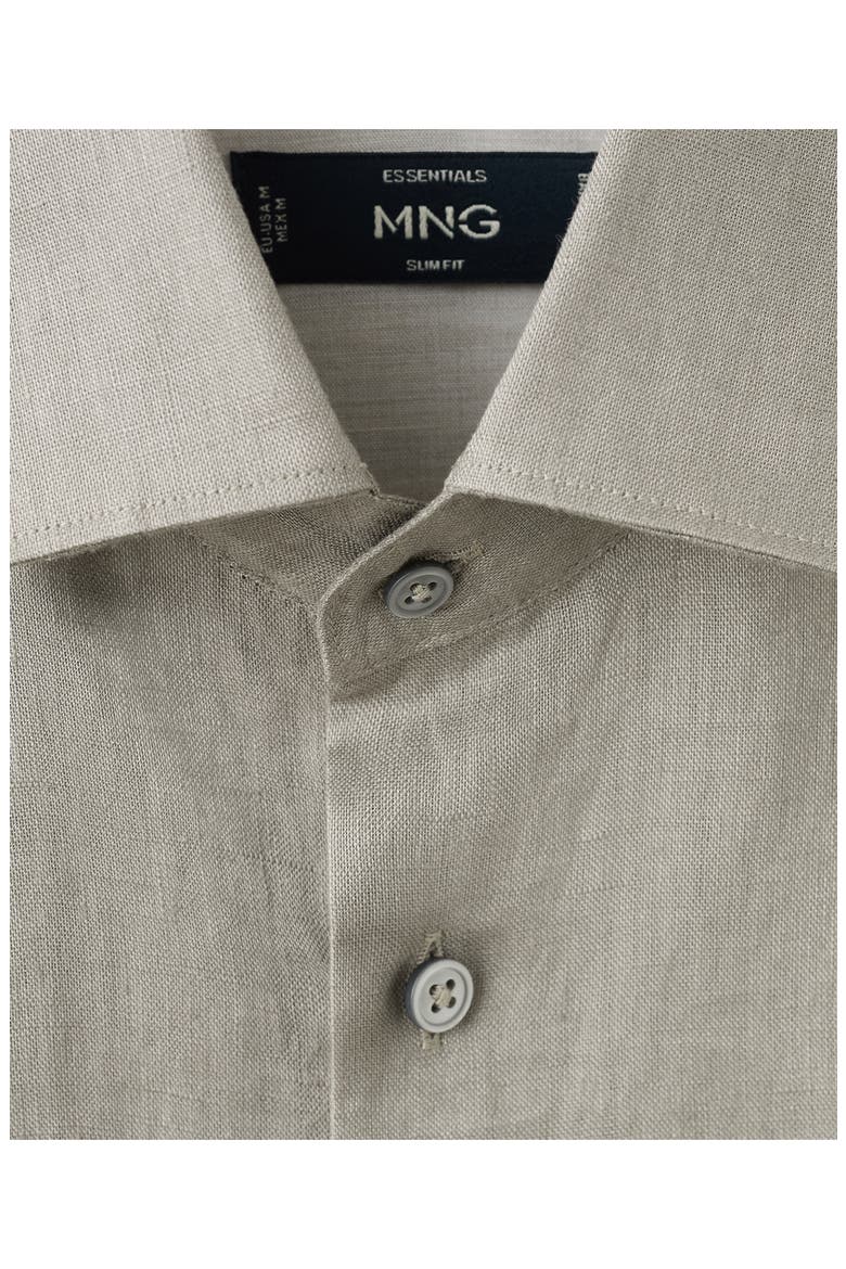 Slim Fit Linen Button-Up Shirt, Alternate, color, MEDIUM BROWN