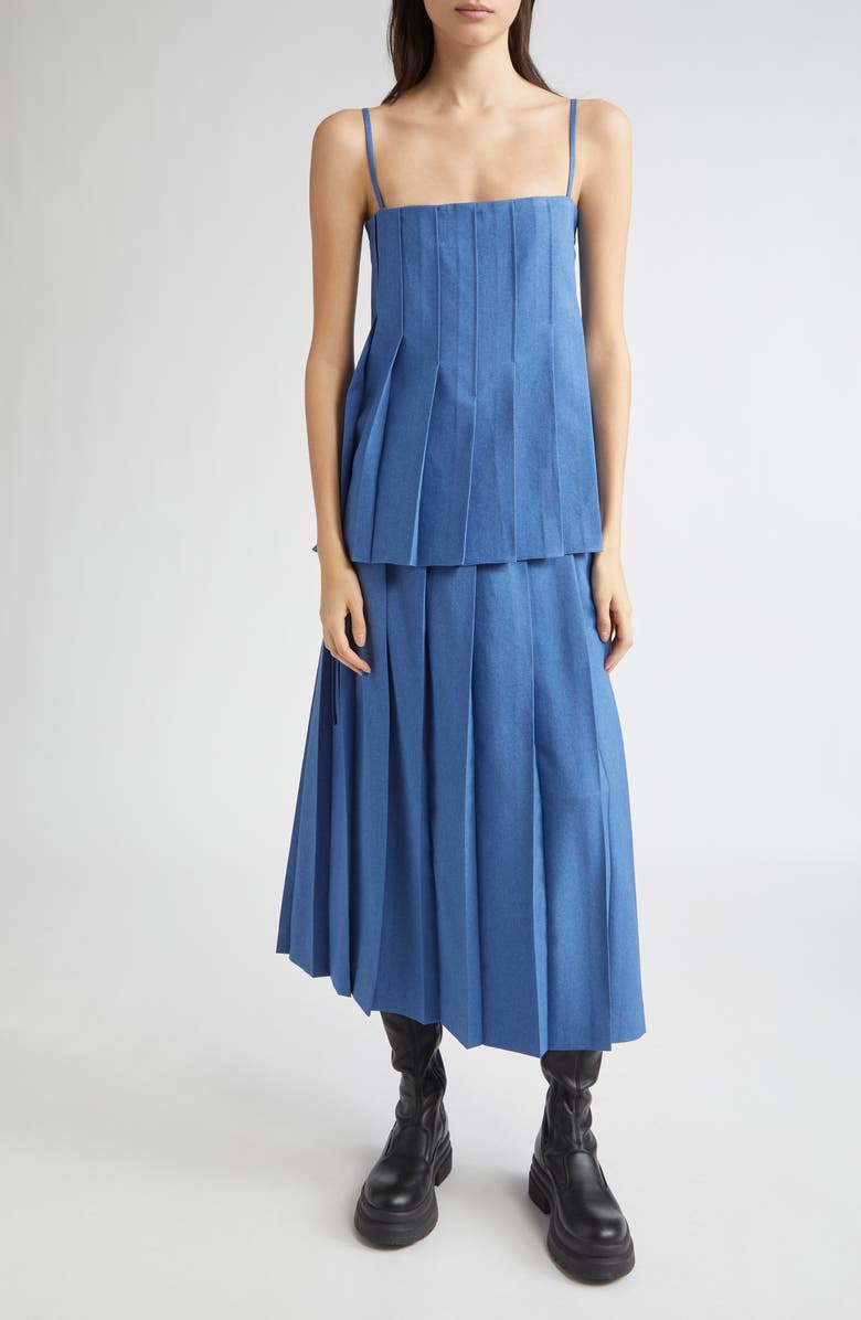 EENK Pleated Long Skirt, Alternate, color, Blue