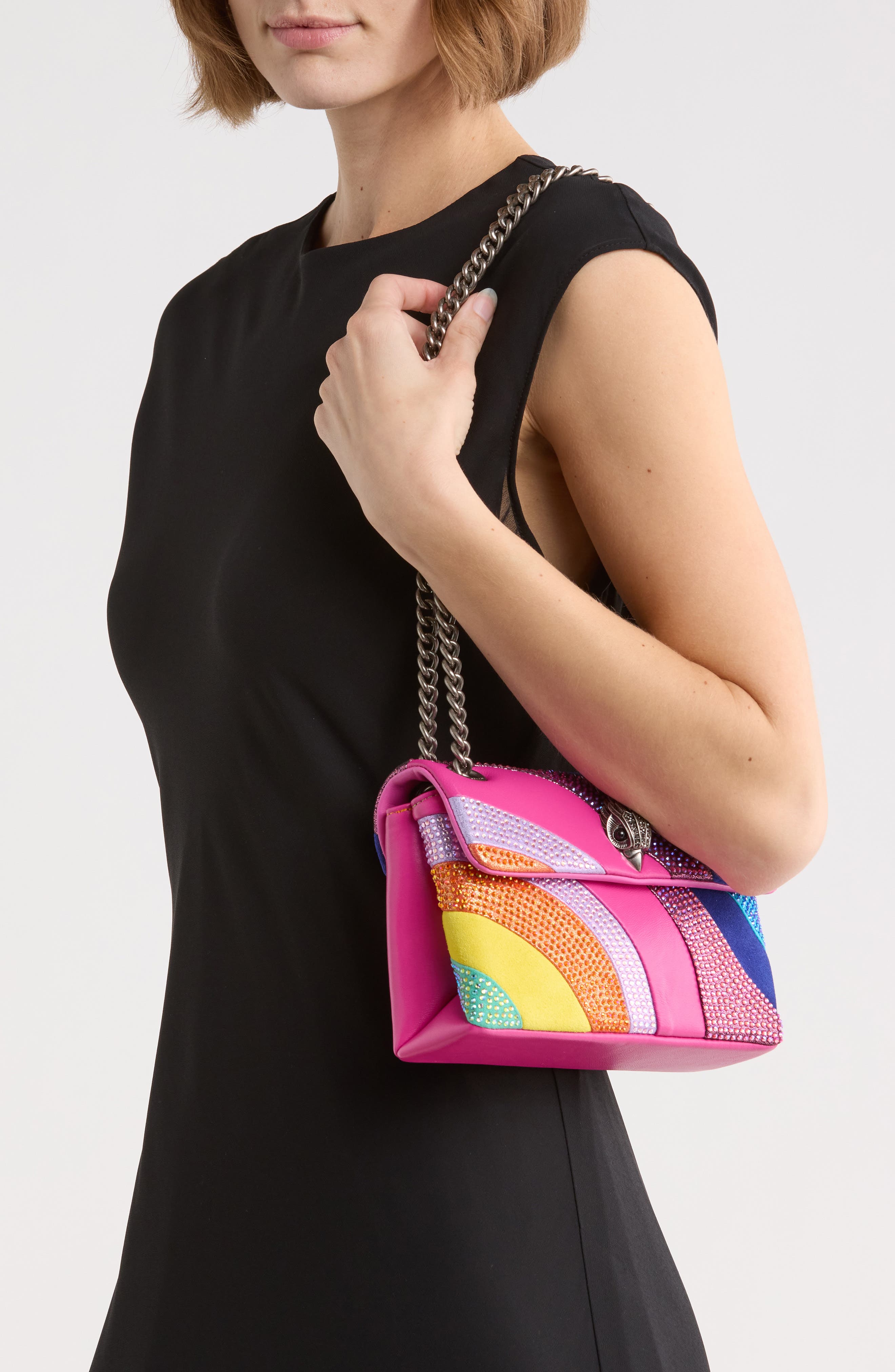 Kurt Geiger London Mini Kensington Convertible Leather Crossbody Bag, Alternate, color, Pink Multi