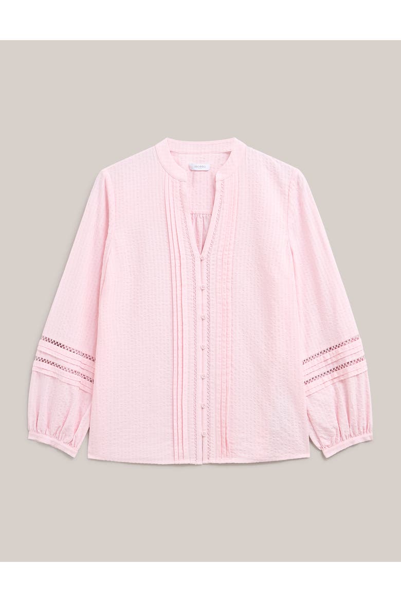Lucilla Pintuck Mandarin Collar Blouse, Alternate, color, Blush Pink