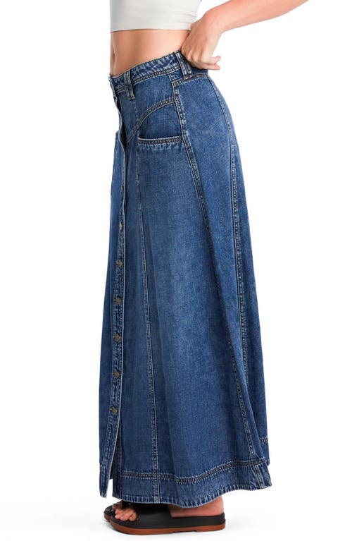 WASH LAB DENIM WASH LAB DENIM PANEL FRONT BUTTON DENIM MAXI SKIRT 