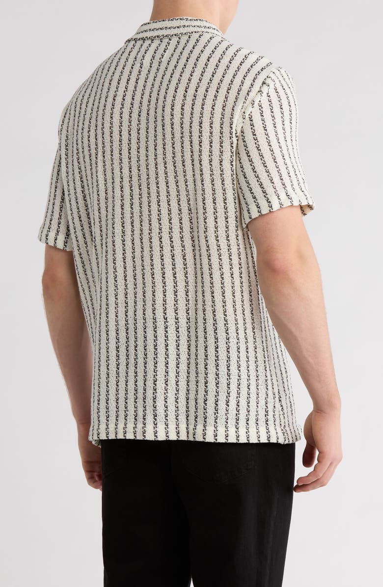 DENIM AND FLOWER Stripe Textured Camp Shirt, Alternate, color, Off White