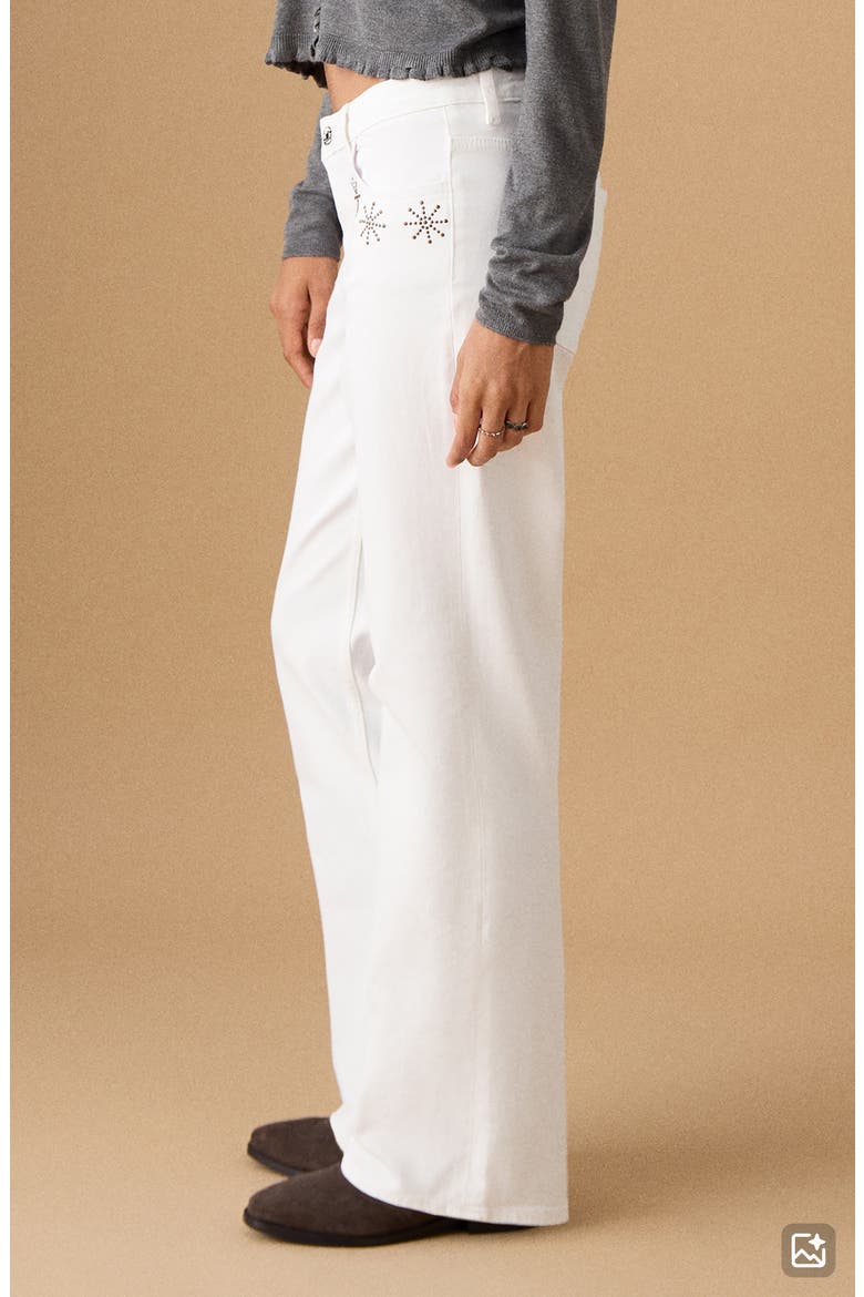 Studded Straight Leg Jeans, Alternate, color, OFF WHITE
