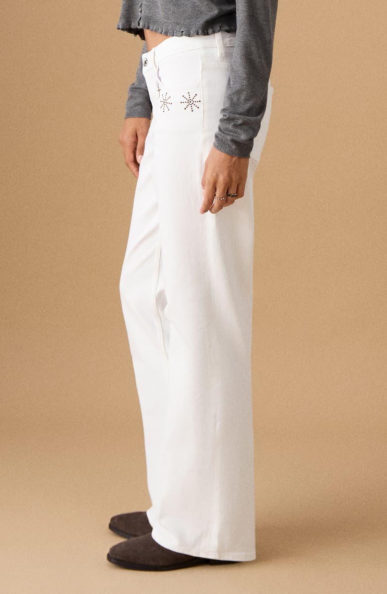 MANGO TEEN Studded Straight Leg Jeans, Alternate, color, Off White