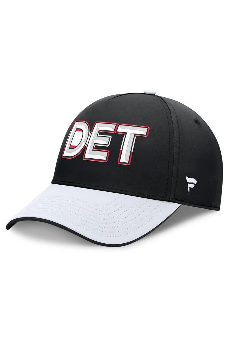 Men's Fanatics Black/White Detroit Red Wings Authentic Pro Rink Team Code Flex Hat, Main, color, Black