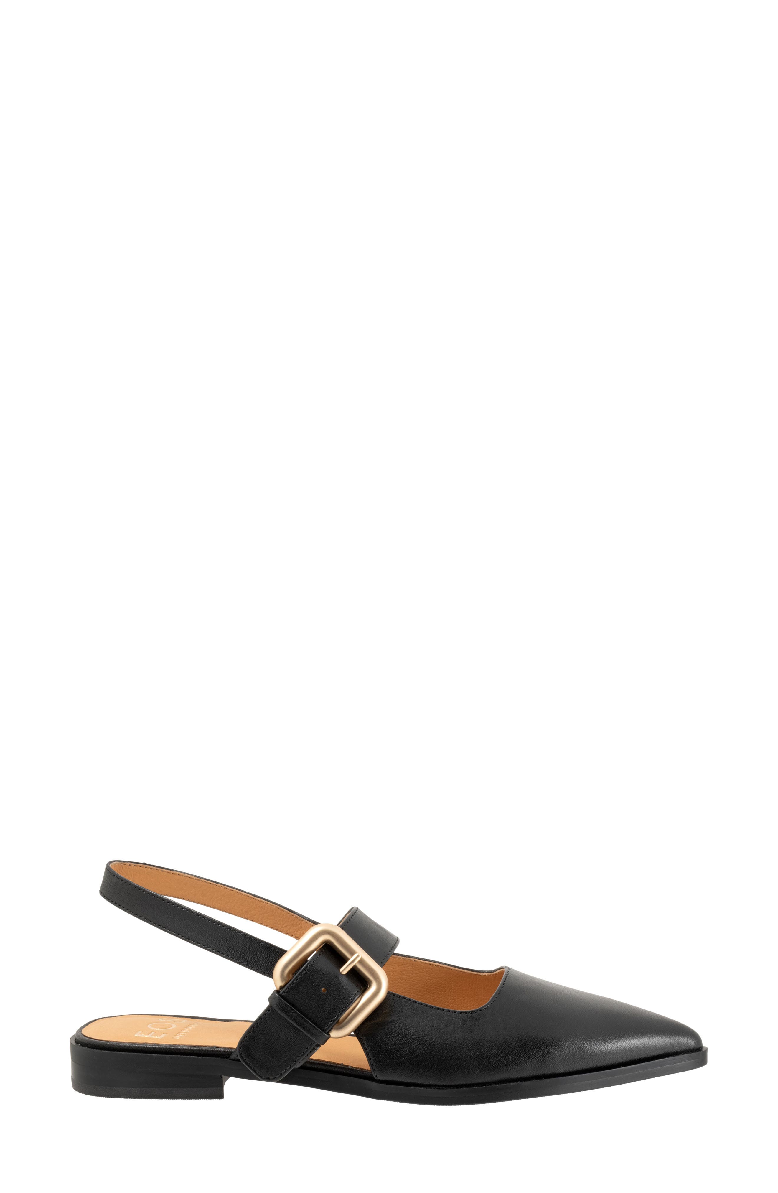 Goldie Pointed Toe Slingback Flat, Alternate, color, BLACK