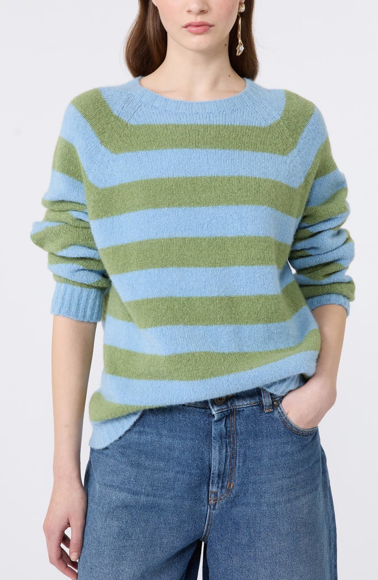 Weekend Max Mara Hiacchi Stripe Crewneck Sweater, Alternate, color, Light Blue
