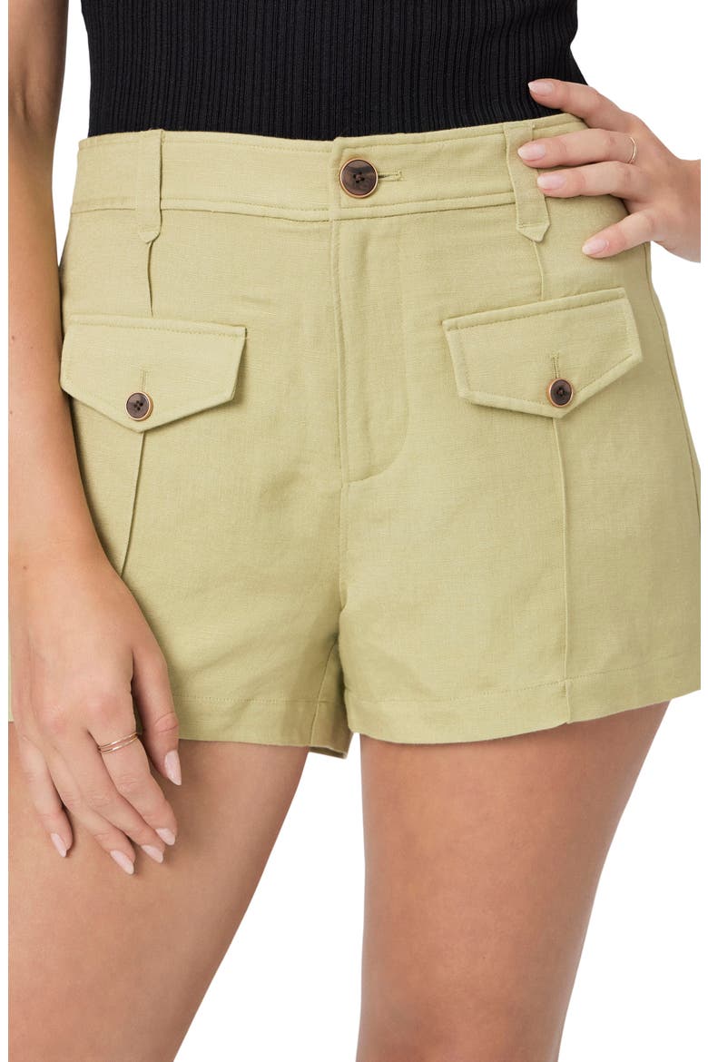 Brittane Linen Blend Shorts, Alternate, color, PALEOLIVE