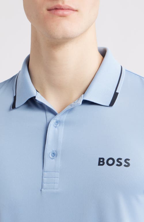 Shop Hugo Boss Boss Paul Pro Active Performance Polo In Open Blue