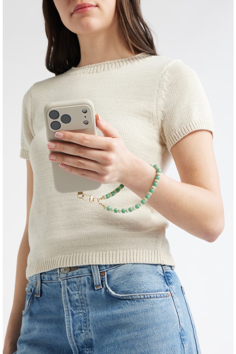 Beaded Phone Wrist Strap, Alternate, color, GREEN- GOLD