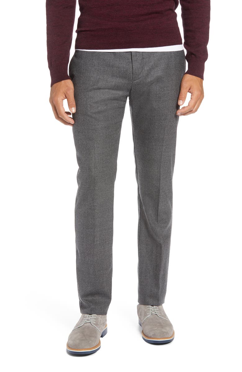 1901 Flat Front Mélange Wool Extra Trim Fit Trousers, Main, color,