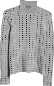 ST. JOHN Dimensional Pointelle Stitch Turtleneck Sweater