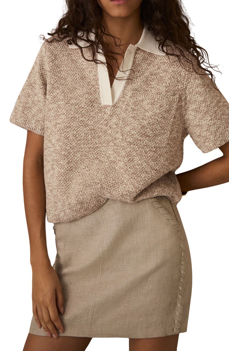 Reiss Sam Marl Johnny Collar Sweater, Main, color, 