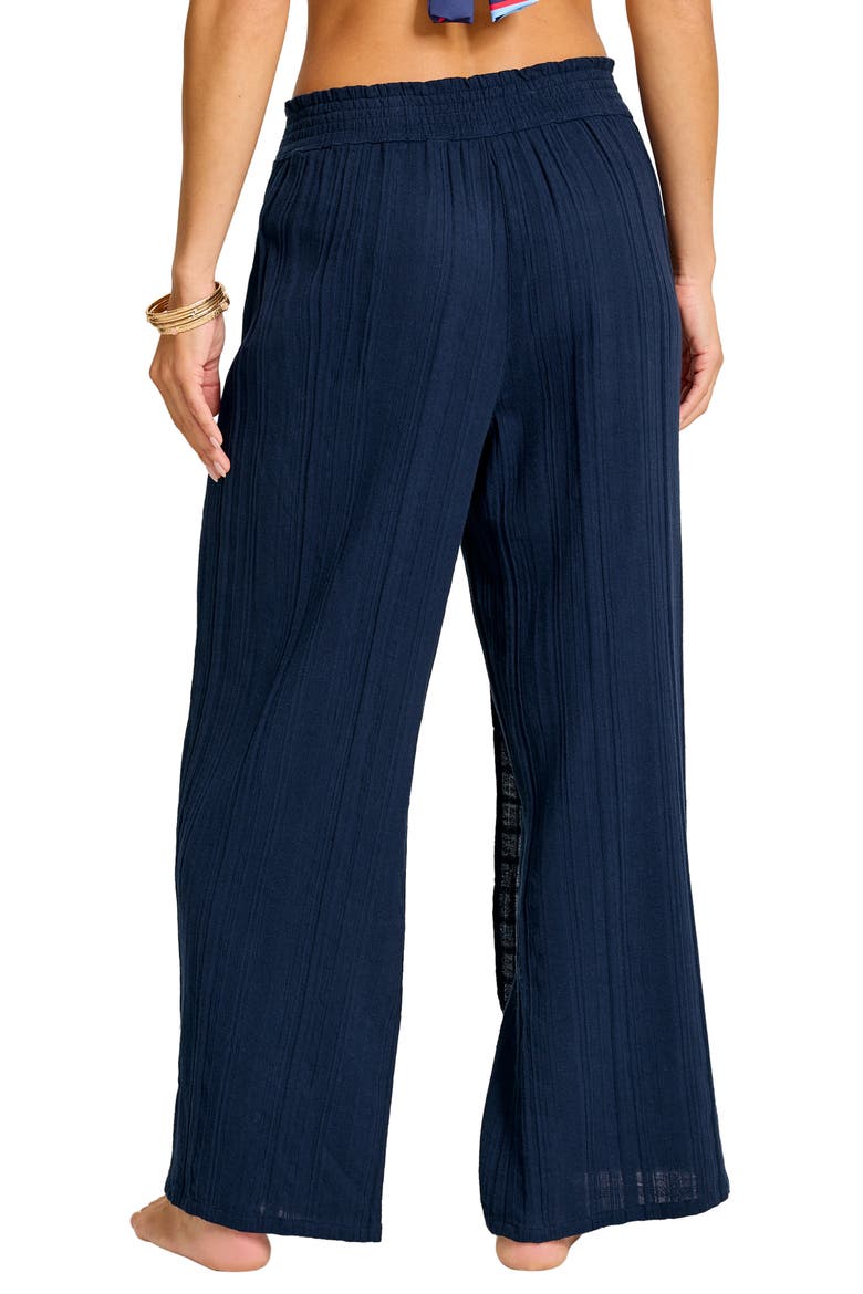 Mykonos Textured Cover-Up Sarong Pants, Alternate, color, MARE NAVY