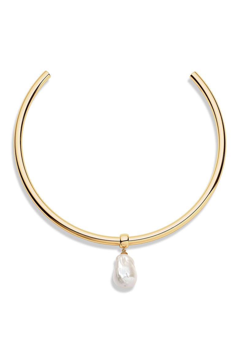 Talia Pearl Choker, Main, color, 14K GOLD PLATED