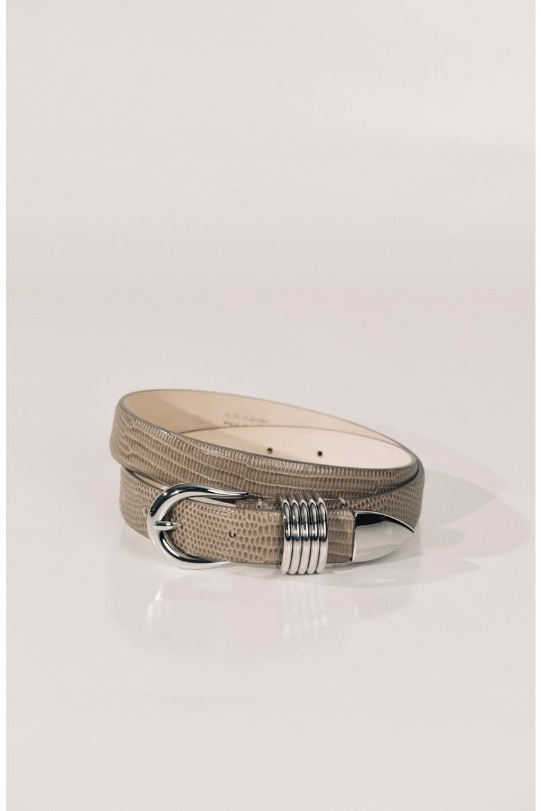 Hollyhock Lizard-Embossed Leather Belt, Alternate, color, GREY SNAKE/ SILVER
