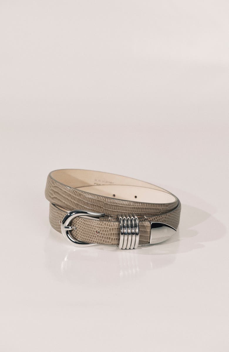 Déhanche Hollyhock Lizard-Embossed Leather Belt, Alternate, color, Grey Snake/ Silver