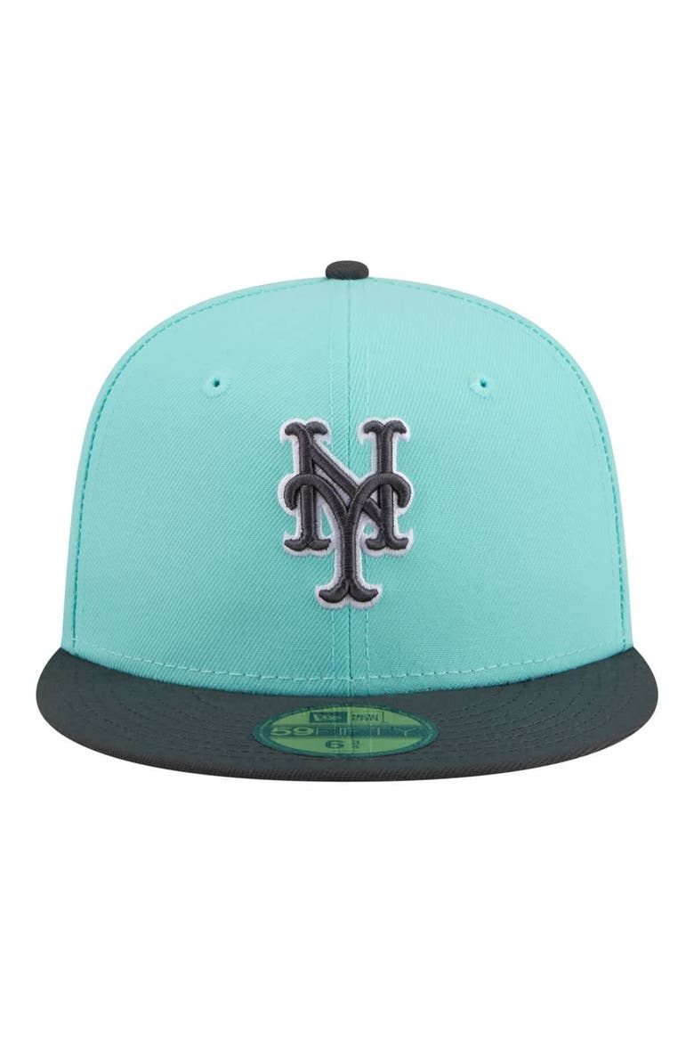 Men's New Era Turquoise/Charcoal New York Mets Two-Tone Color Pack 59FIFTY Fitted Hat, Alternate, color, Turquoise