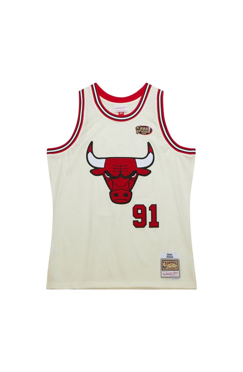 Mitchell & Ness Men's Mitchell & Ness Dennis Rodman Cream Chicago Bulls Chainstitch Swingman Jersey, Alternate, color, Cream