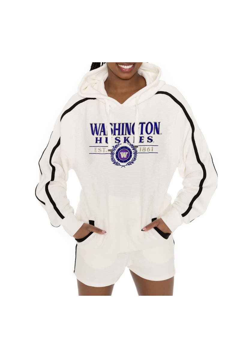 GAMEDAY COUTURE Men's Gameday Couture Cream Washington Huskies Down, Set, Go Hoodie and Shorts Lounge Set, Alternate, color, Cream