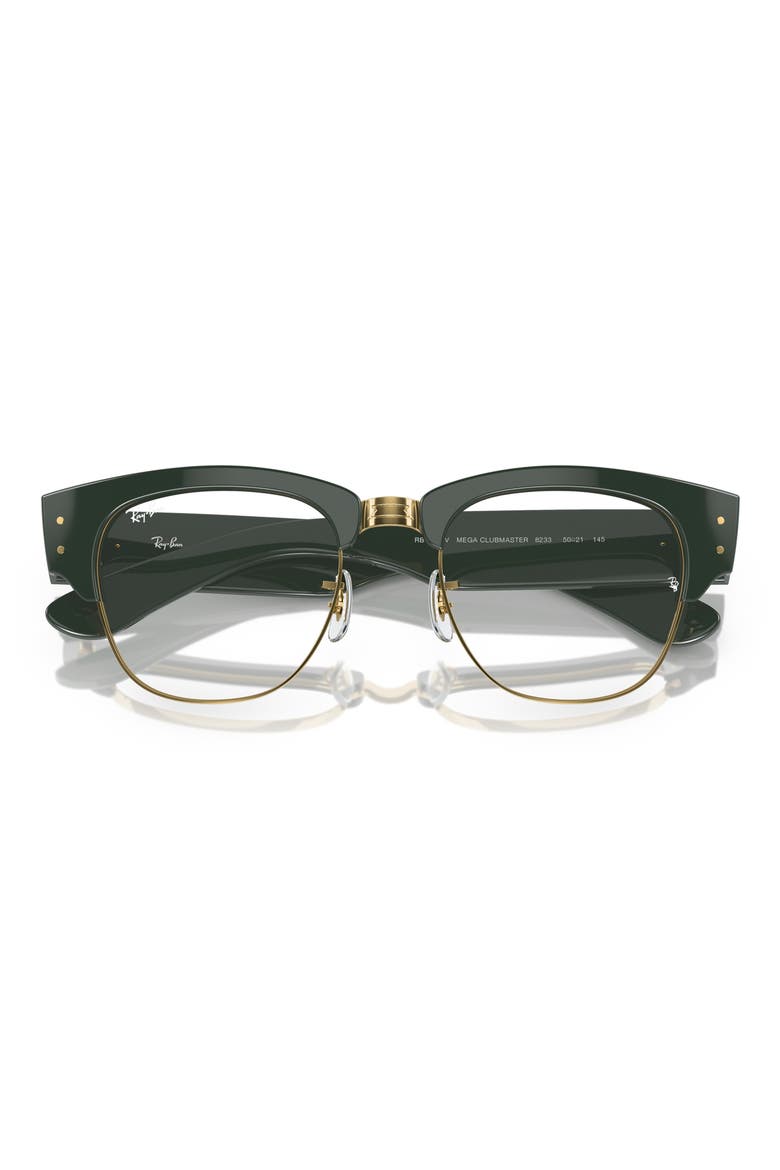 50mm Mega Clubmaster Square Optical Glasses, Alternate, color, GREEN