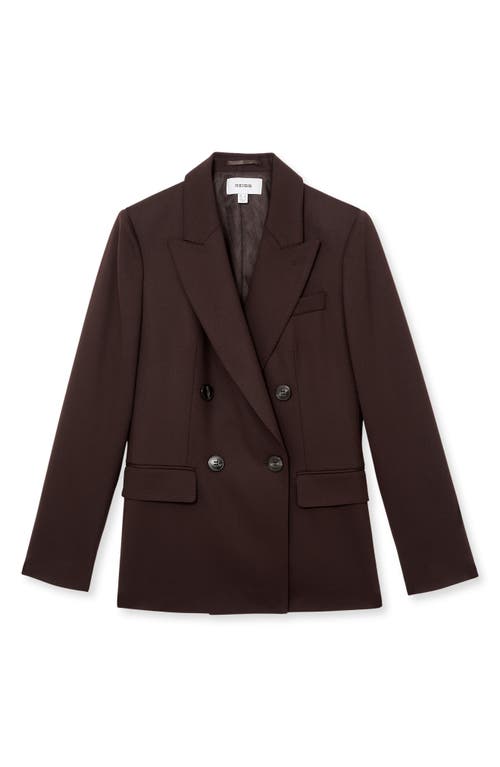 Reiss Aubergine Wool-blend Double-breasted Suit Blazer In Purple