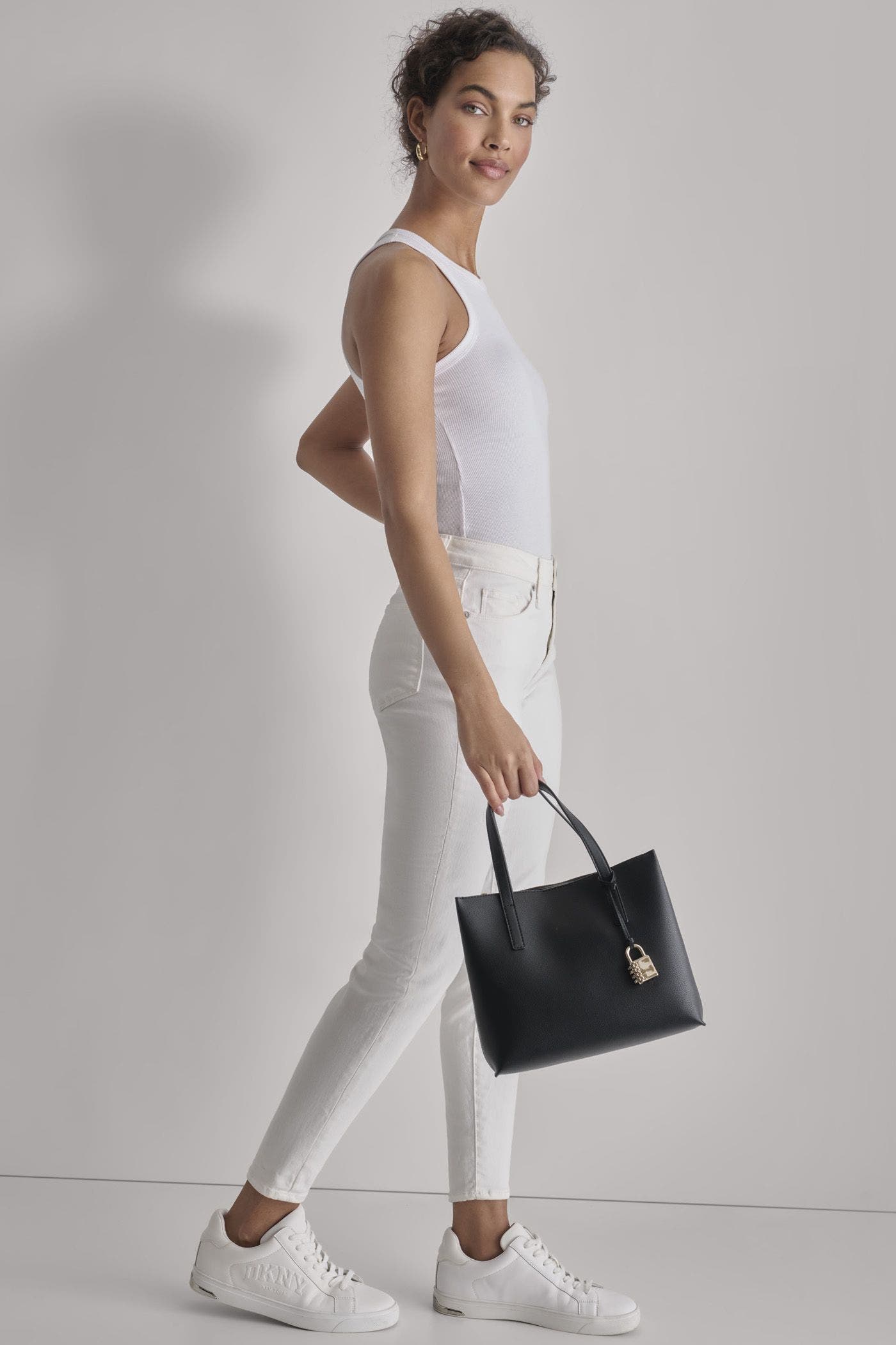 DKNY Farah Medium Satchel, Alternate, color, Blk/Gold