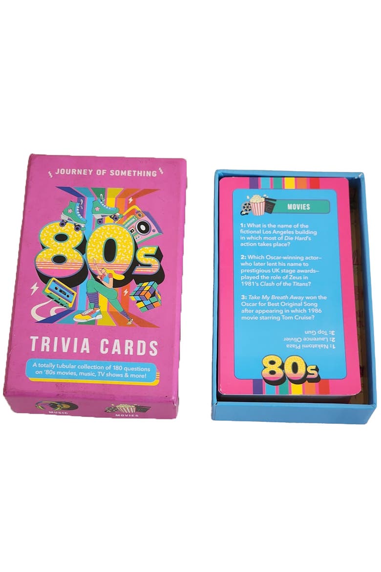 80's Trivia Cards, Party Card Game, 180 Rad Questions, Alternate, color, Multicolored