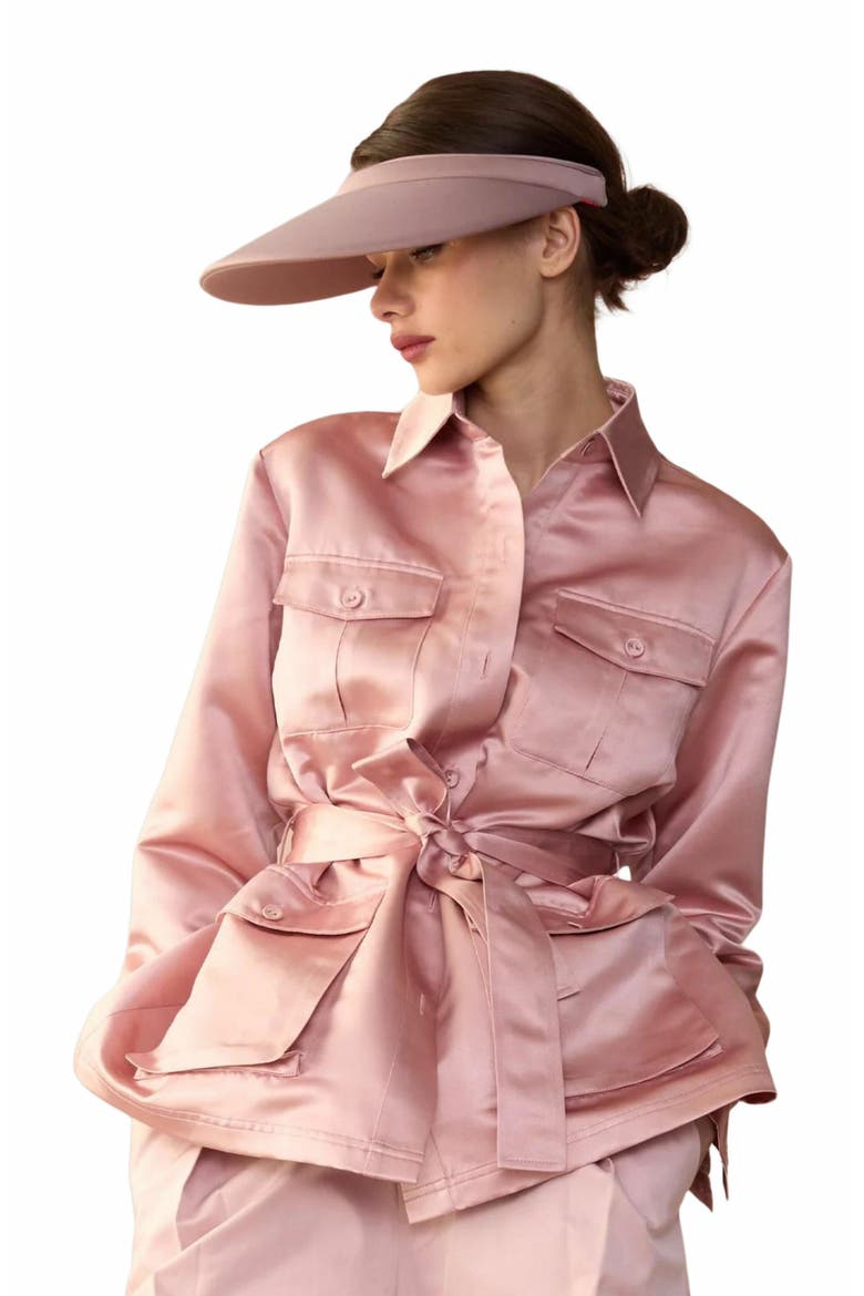 Satin Safari Jacket, Main, color, Pink